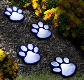 Set of 4 LED Paw Print Solar Power Outdoor Garden Lights