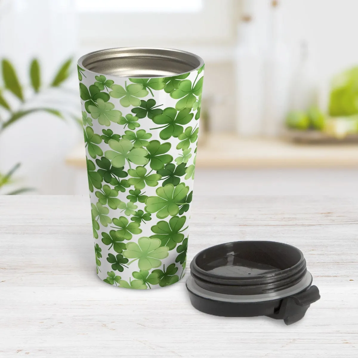 Shamrocks and 4-Leaf Clovers Travel Mug