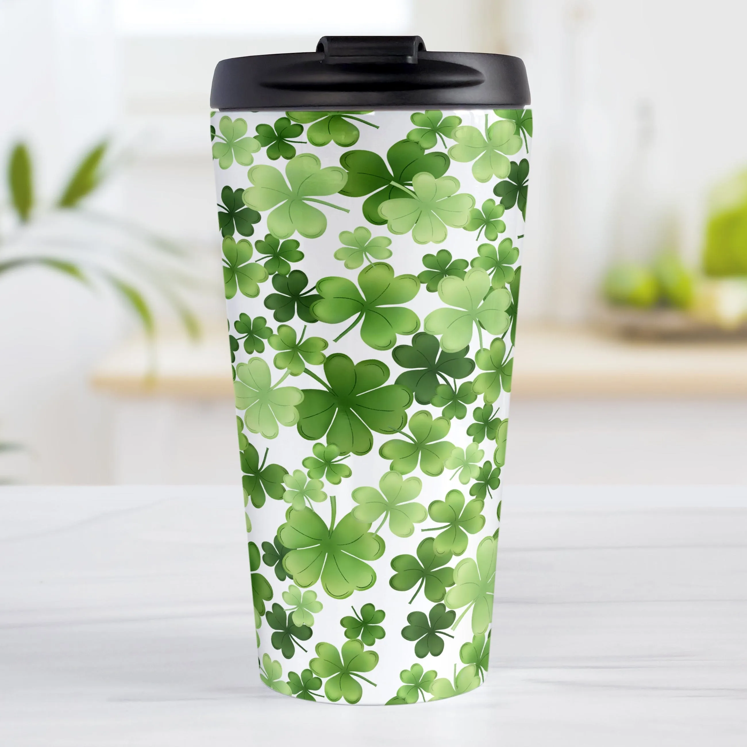 Shamrocks and 4-Leaf Clovers Travel Mug