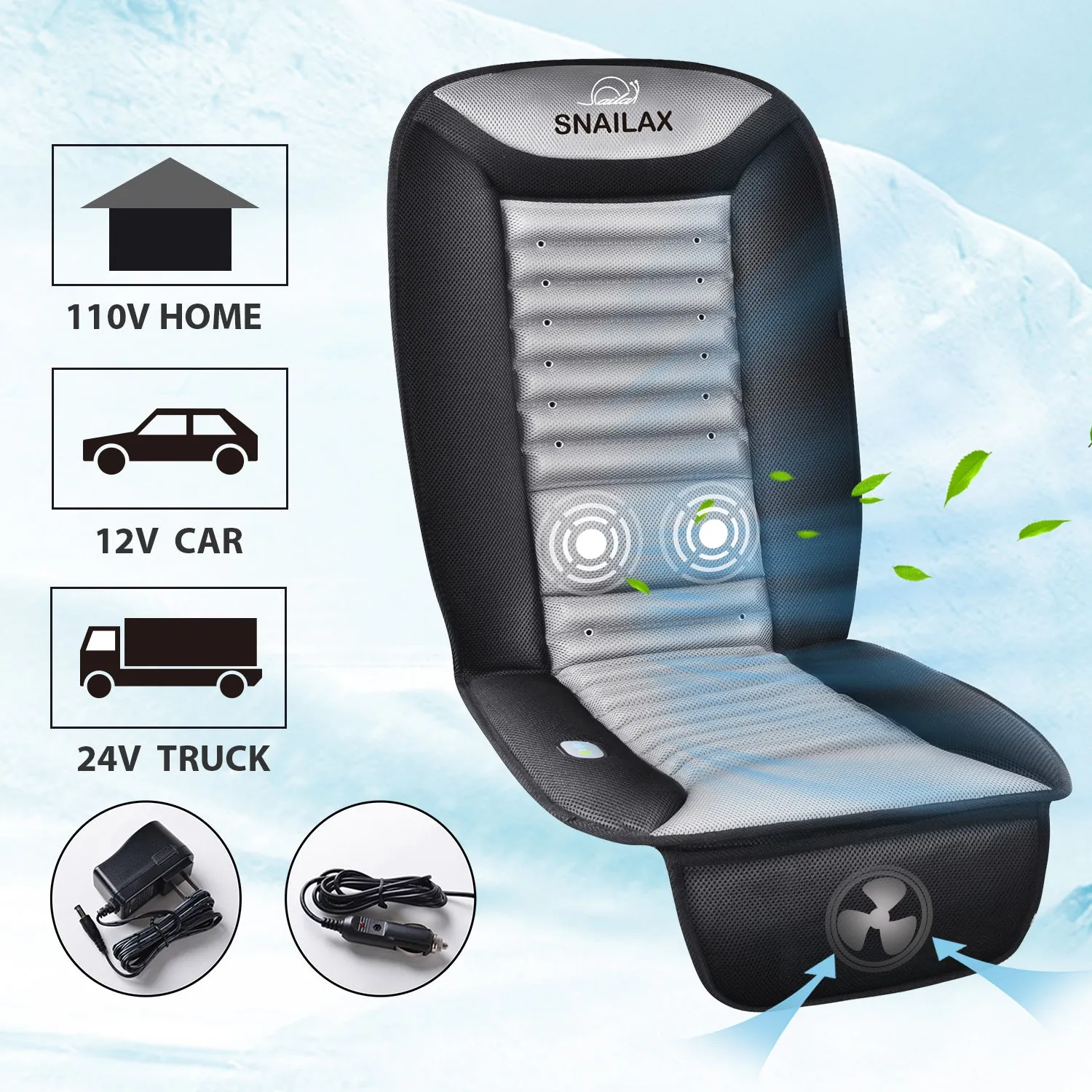 Snailax Cooling Car Seat Cushion with Vibration Massage - 252