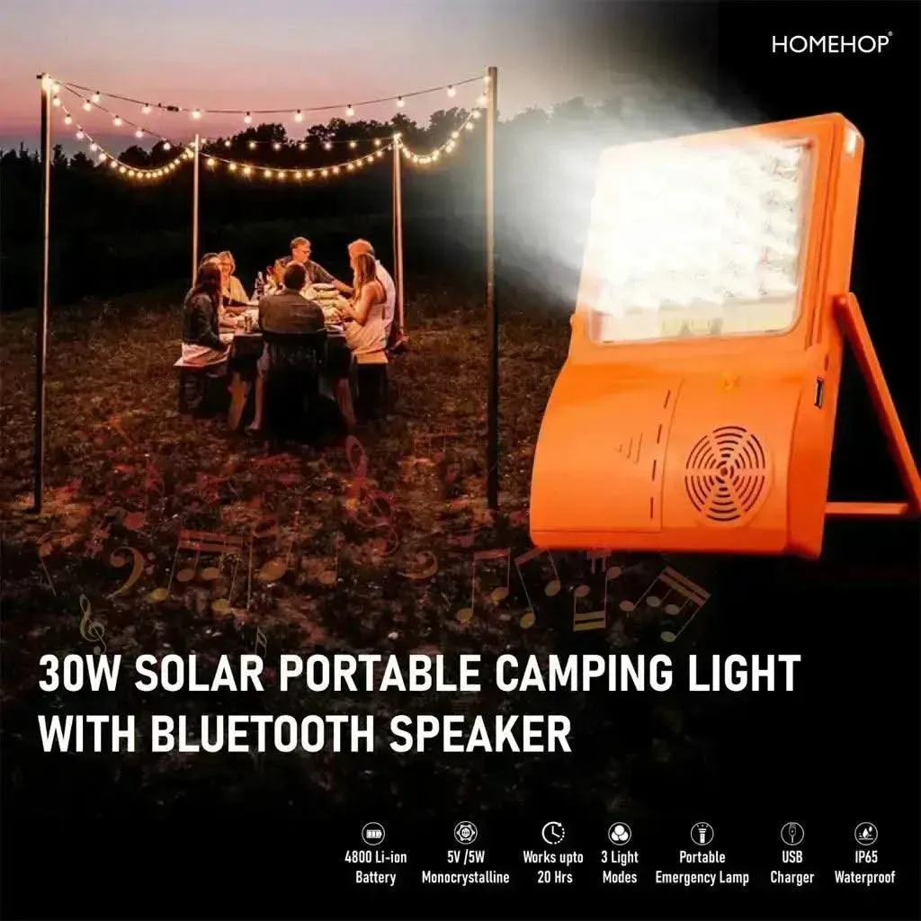 Solar Charging Light For Home Portable Lamp With USB Mobile Charger And Bluetooth Speaker (Waterproof)