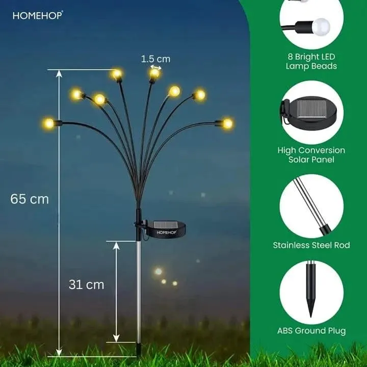 Solar Firefly Lights Waterproof Outdoor Pathway Decoration Lamp For Home, Patio ( 8LEDs, Warm ,Renewed )