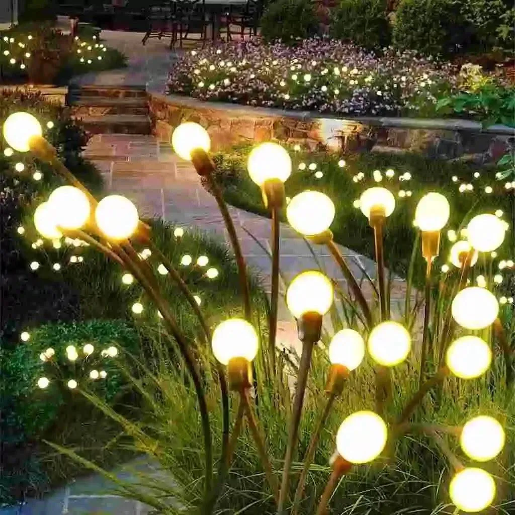 Solar Firefly Lights Waterproof Outdoor Pathway Decoration Lamp For Home, Patio ( 8LEDs, Warm ,Renewed )