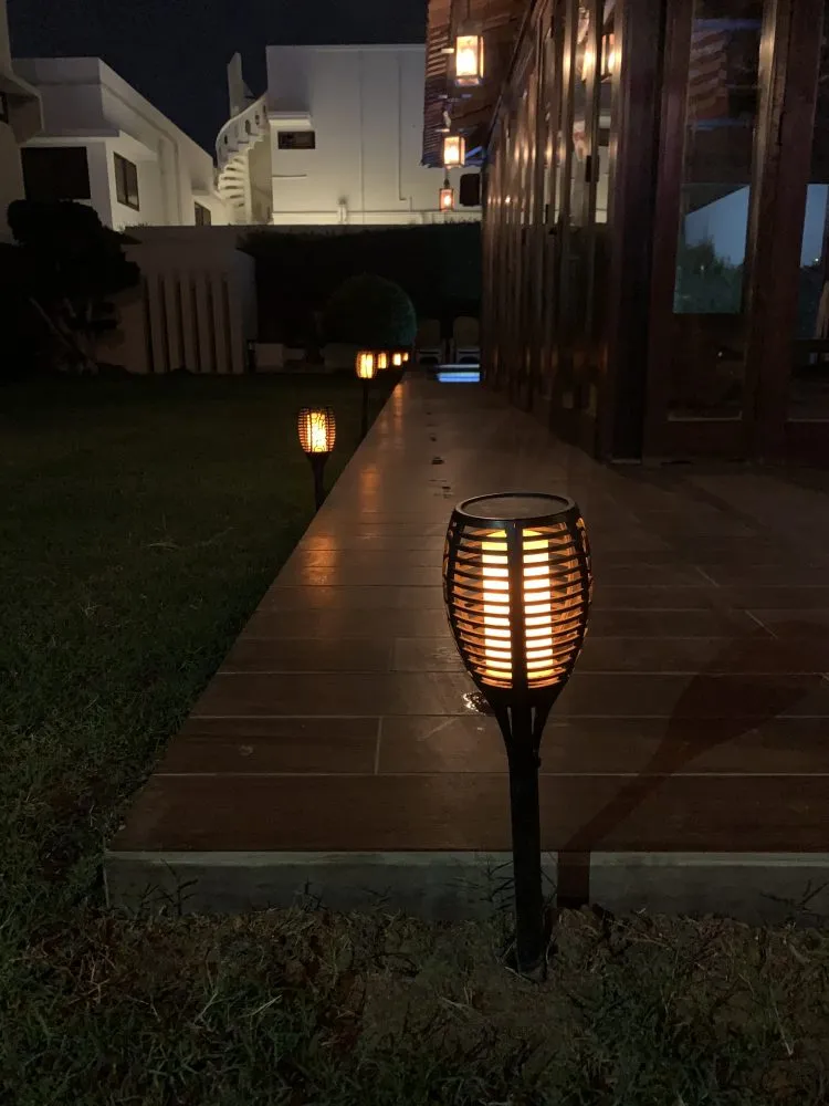 Solar flame bollard light