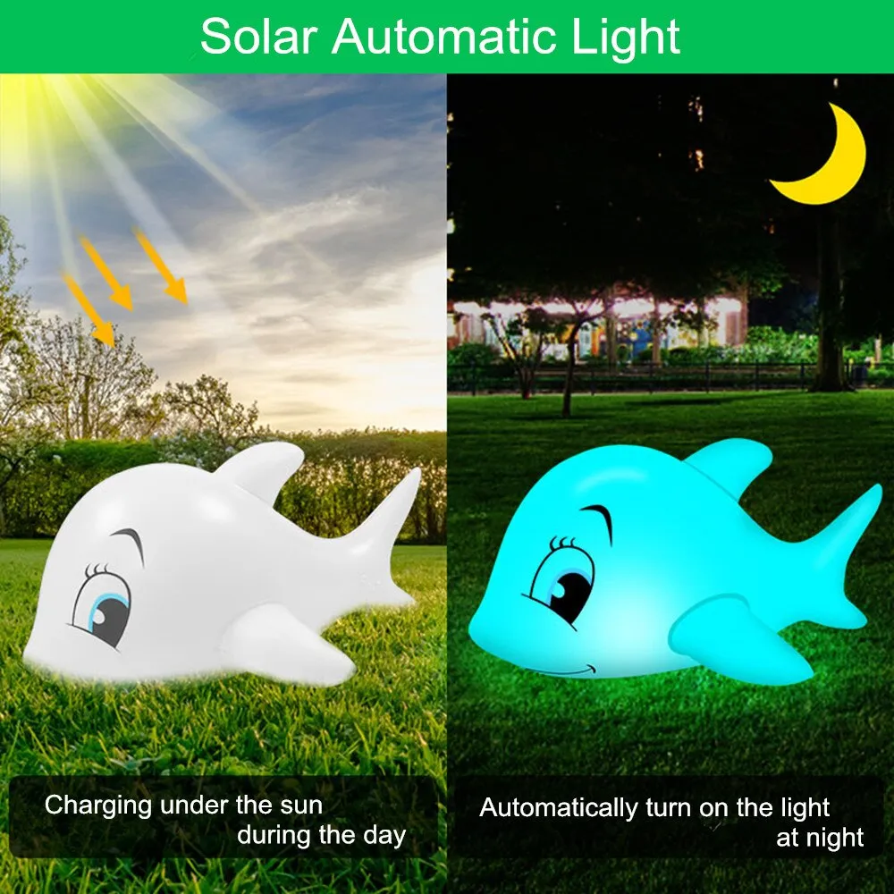 Solar Floating Dolphin Ball Light Swimming Pool Light Waterproof Lawn Balloon Lamp Home Party Garden Decor