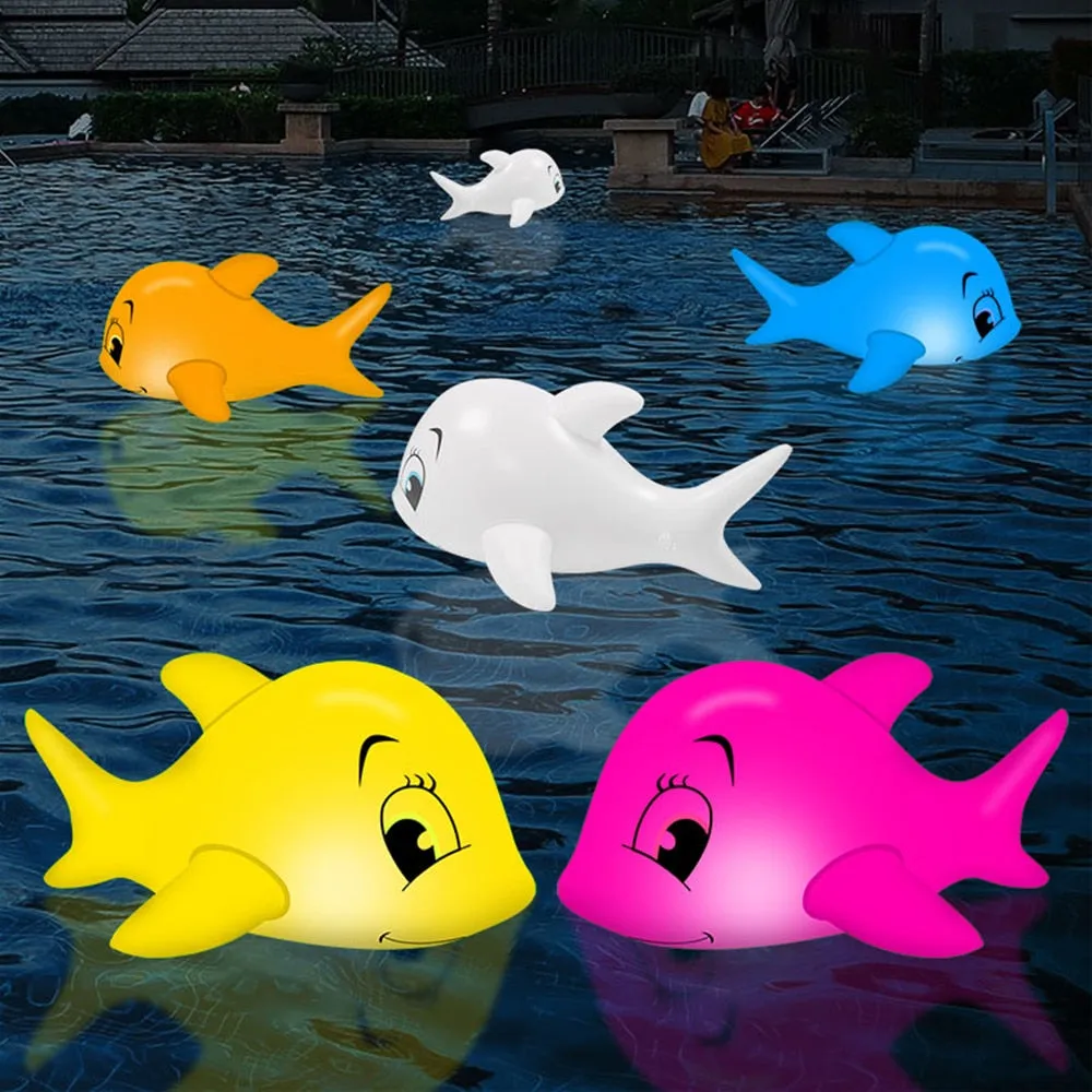 Solar Floating Dolphin Ball Light Swimming Pool Light Waterproof Lawn Balloon Lamp Home Party Garden Decor