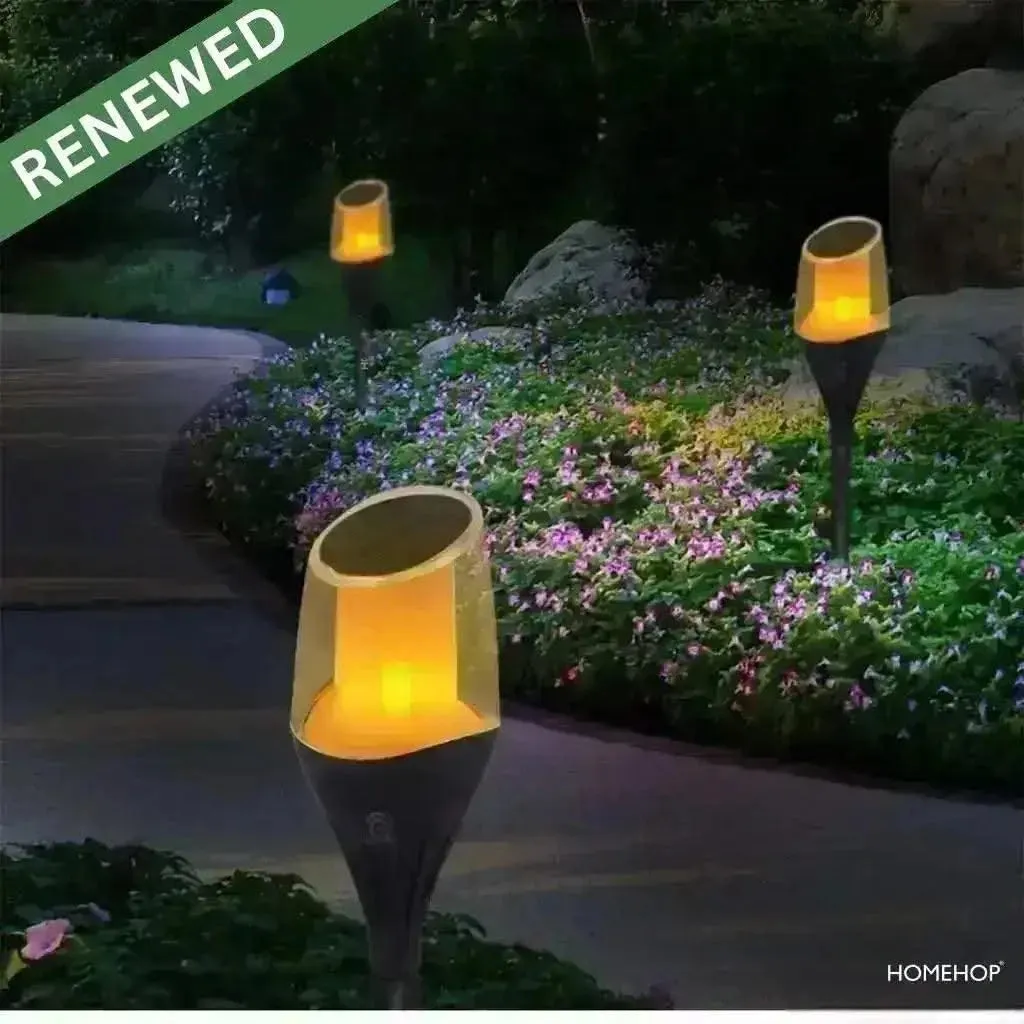 Solar Lamps For Garden Flickering LED Waterproof Portable Landscape Decoration Light (Renewed)