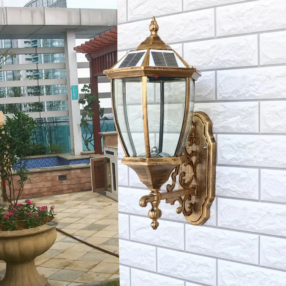 Solar LED Glass Bell Sconce Wall Lamp for Courtyard Lighting