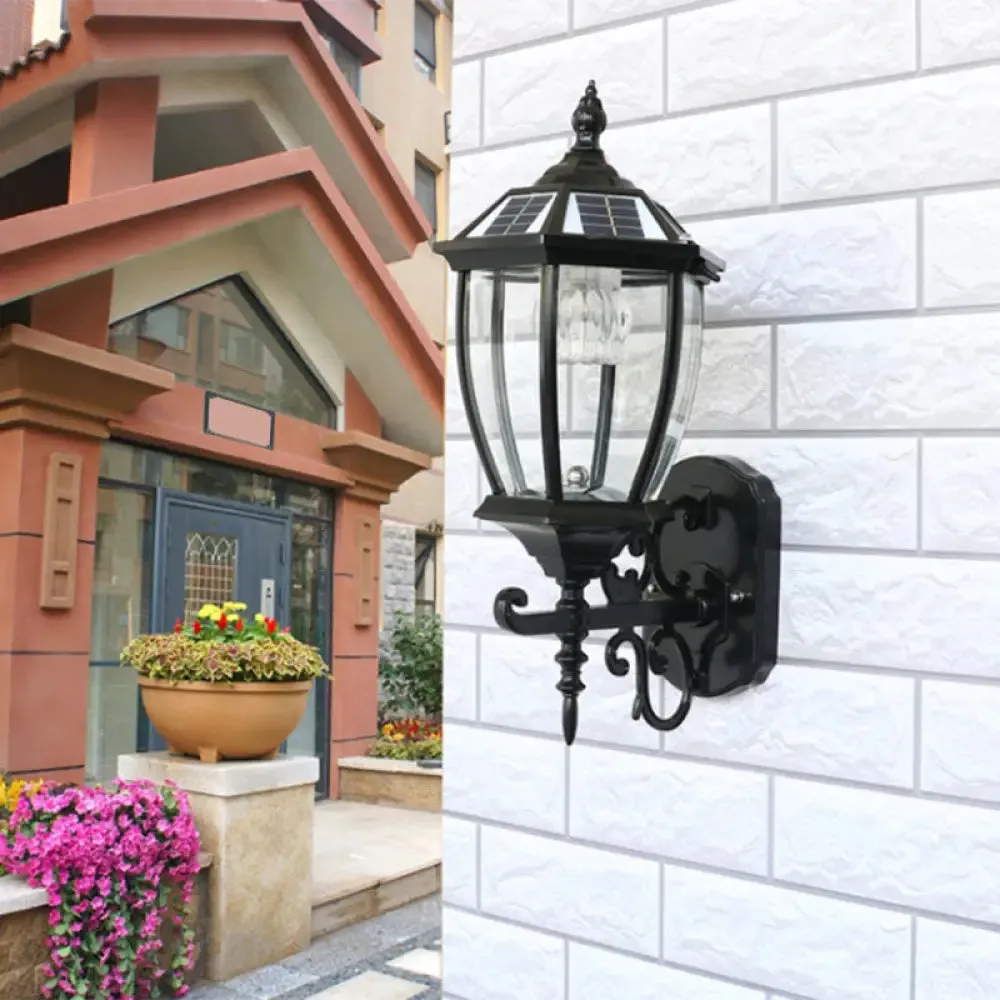 Solar LED Glass Bell Sconce Wall Lamp for Courtyard Lighting