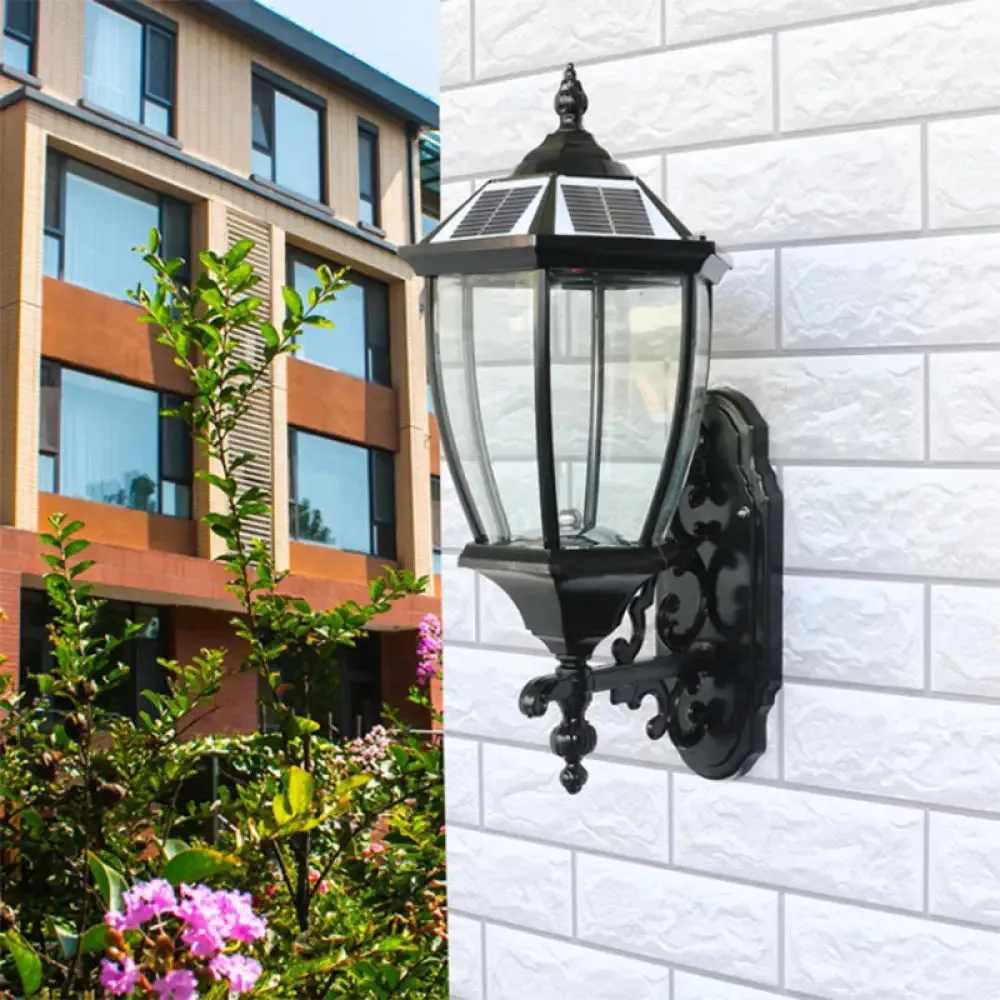 Solar LED Glass Bell Sconce Wall Lamp for Courtyard Lighting