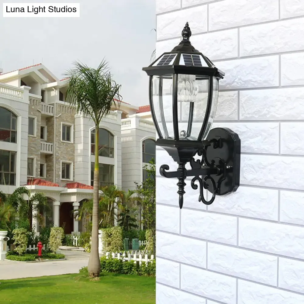 Solar LED Glass Bell Sconce Wall Lamp for Courtyard Lighting