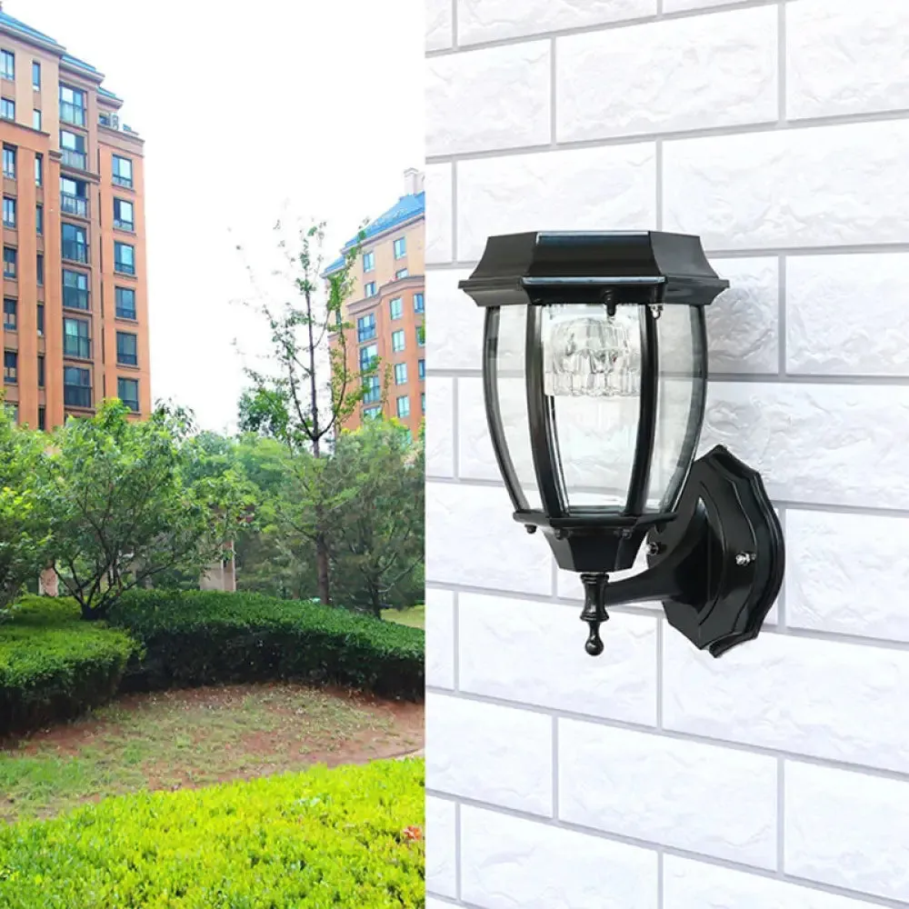 Solar LED Glass Bell Sconce Wall Lamp for Courtyard Lighting