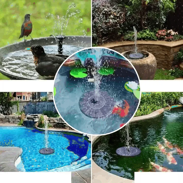 Solar powered fountain pump for garden and patio