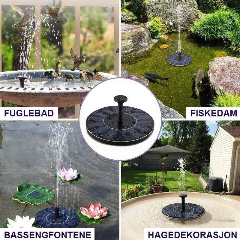 Solar powered fountain pump for garden and patio