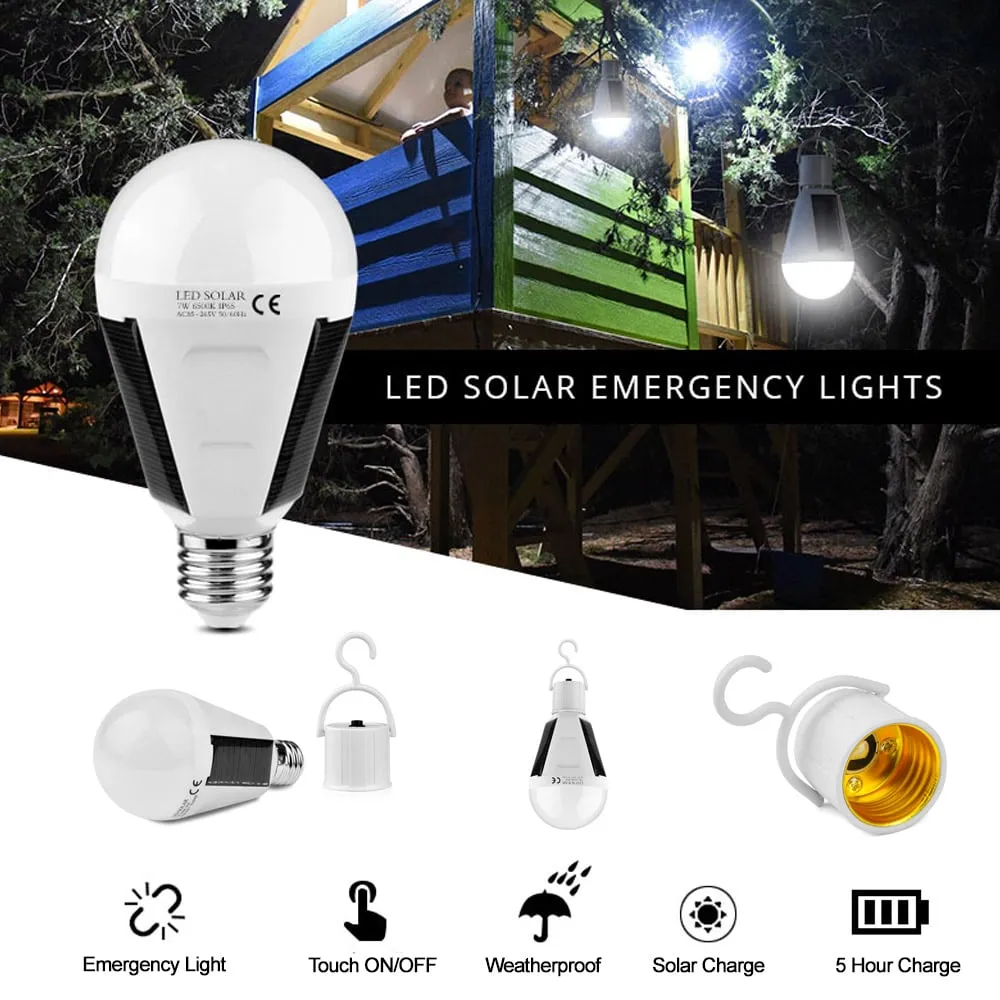 Solar Rechargeable 12W LED Light Bulb Stealth Angel Survival