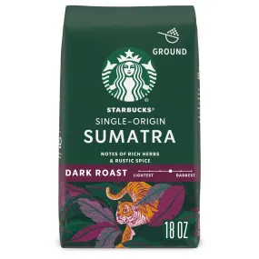 Starbucks Arabica Beans Sumatra, Dark Roast, Ground Coffee, 18 oz