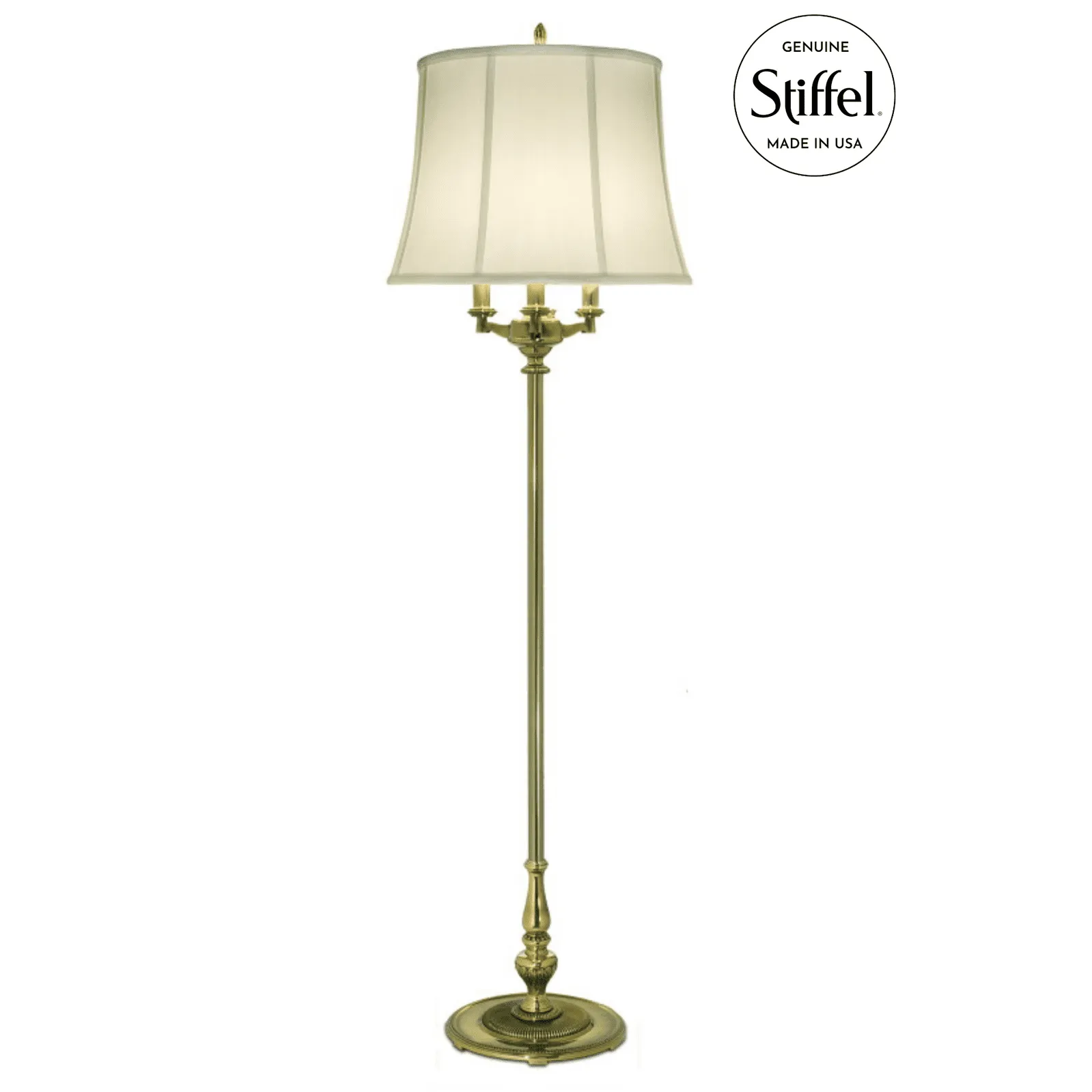 Stiffel 6-Way Burnished Brass Floor Lamp