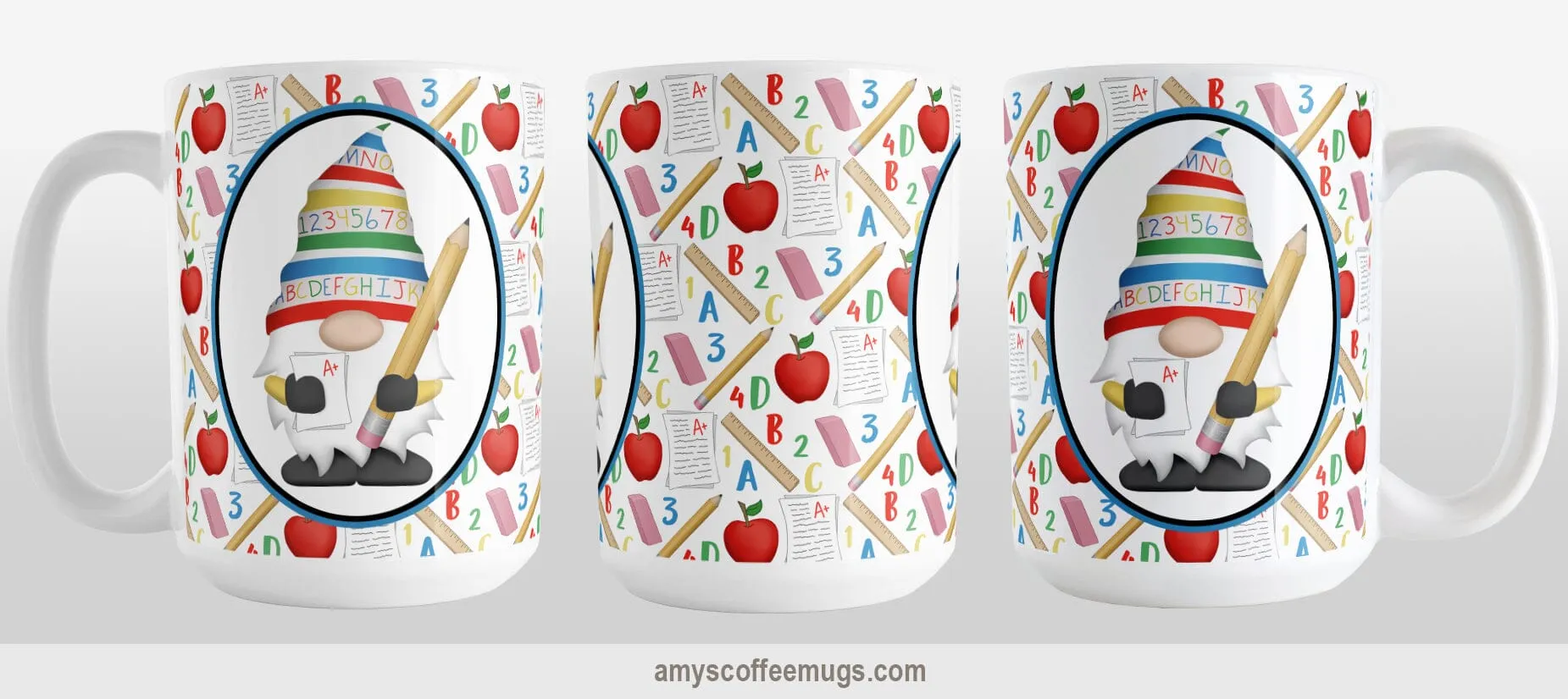 Teacher Gnome School Pattern Mug