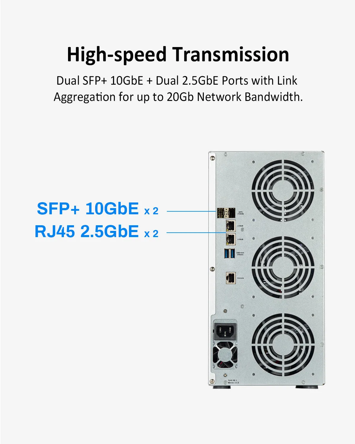 TERRAMASTER T12-450 12Bay 10Gb NAS Storage - Intel Quad-core CPU, 8GB DDR4, Dual SFP  10GbE Interfaces, Dual 2.5GbE Ports, NAS Server (Diskless)