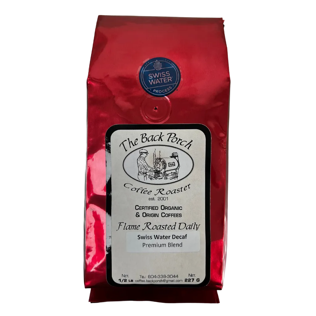 The Back Porch Coffee Roaster Swiss Water Organic Decaf Blend Beans 227g