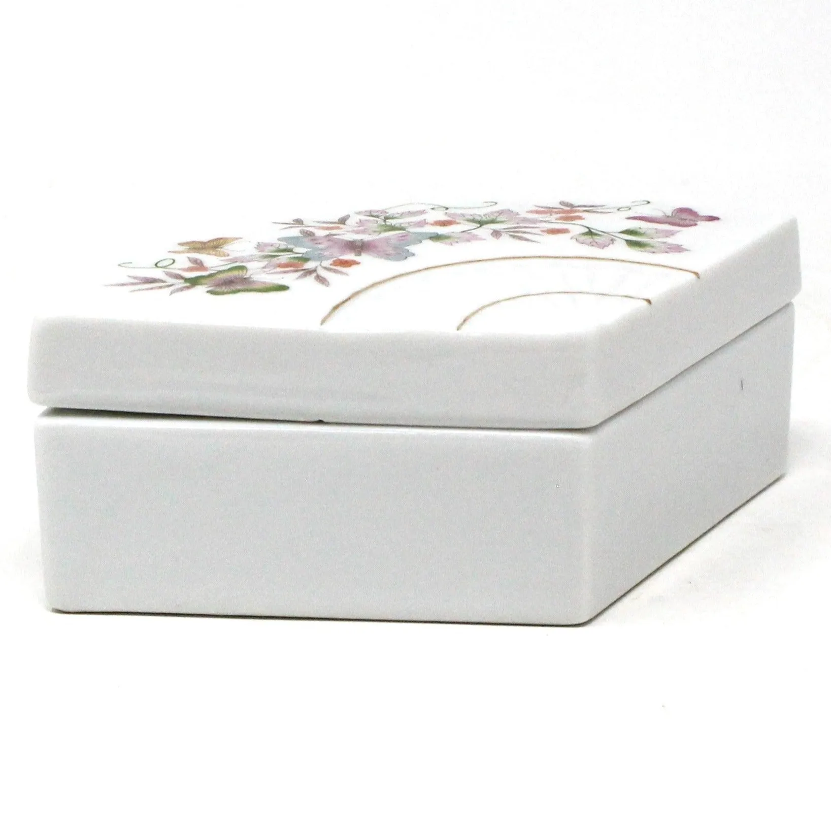 Trinket Box, Avon Fan Shaped Box, Butterfly Fantasy, 1980, Japan, Vintage