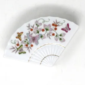 Trinket Box, Avon Fan Shaped Box, Butterfly Fantasy, 1980, Japan, Vintage