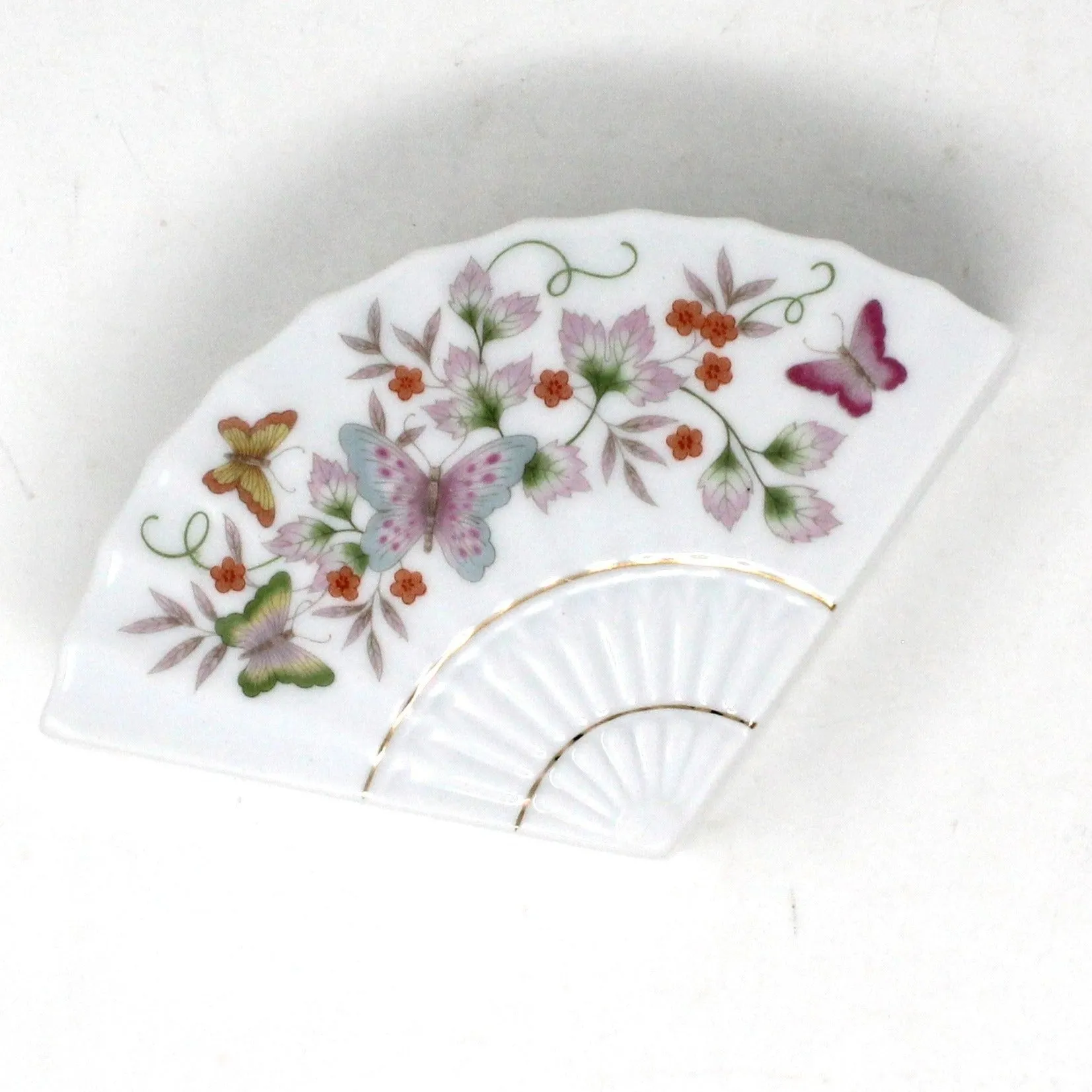 Trinket Box, Avon Fan Shaped Box, Butterfly Fantasy, 1980, Japan, Vintage