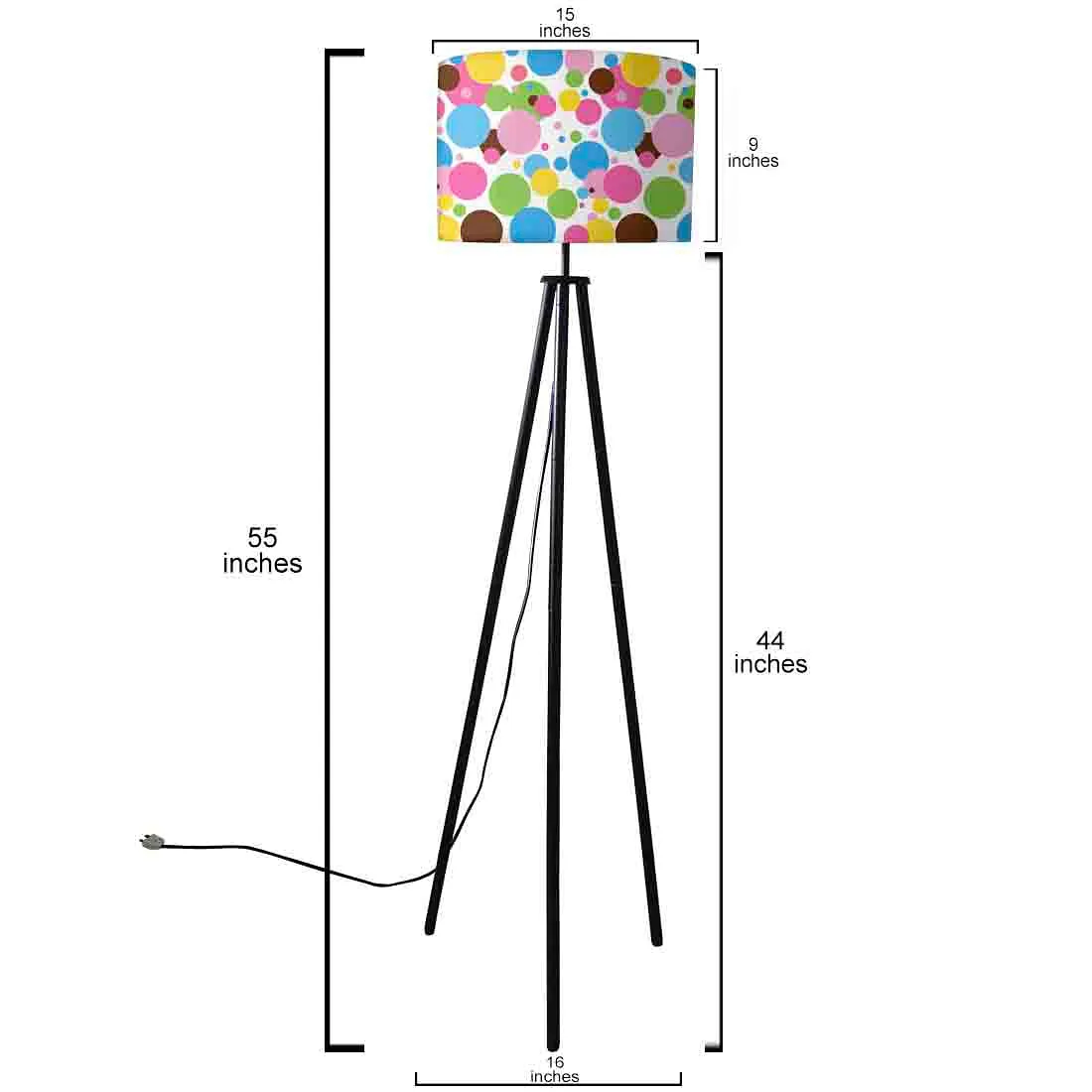 Tripod Floor Lamp Standing Light for Living Rooms -Multicolor Polka