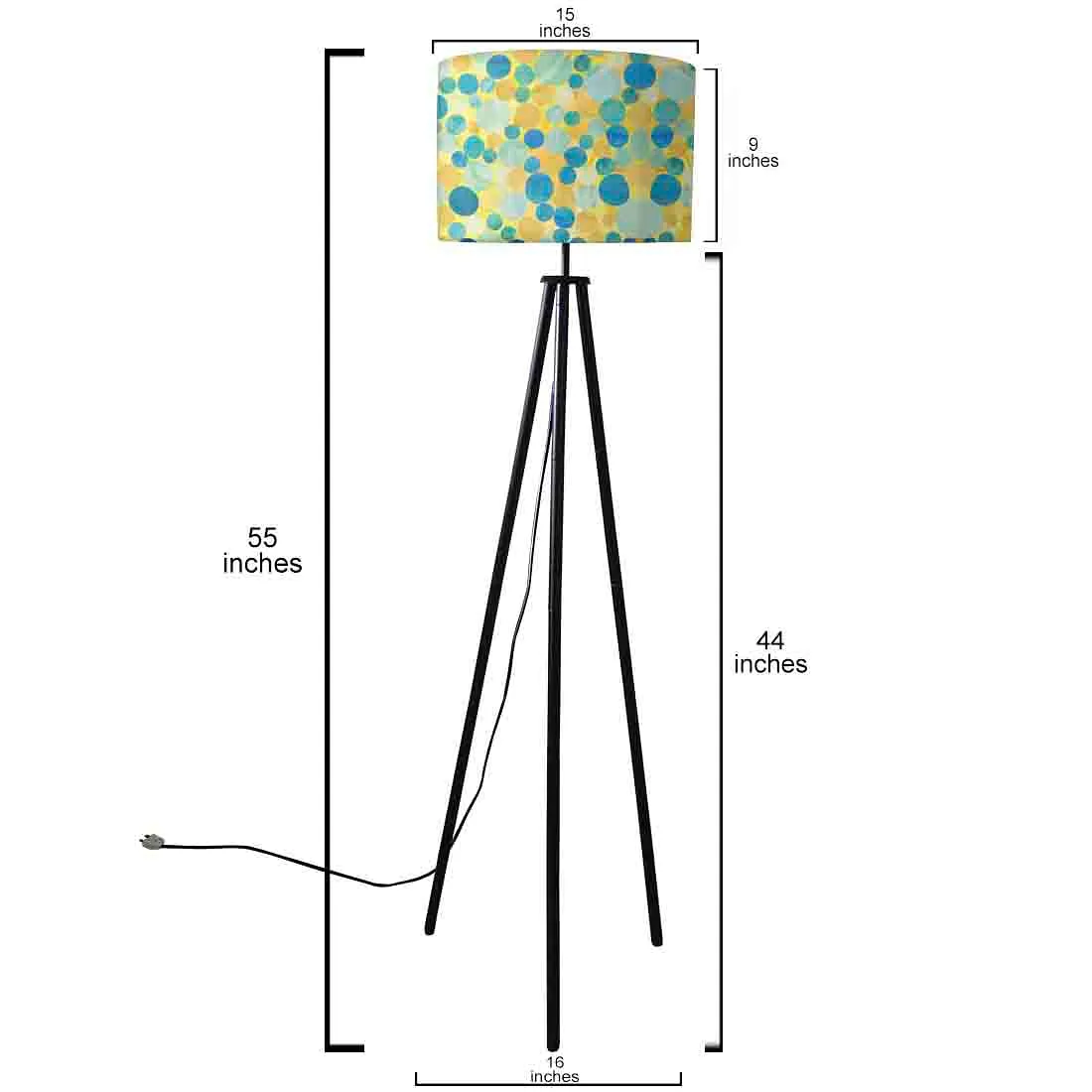 Tripod Floor Lamp Standing Light for Living Rooms -Yellow Blue Confetti