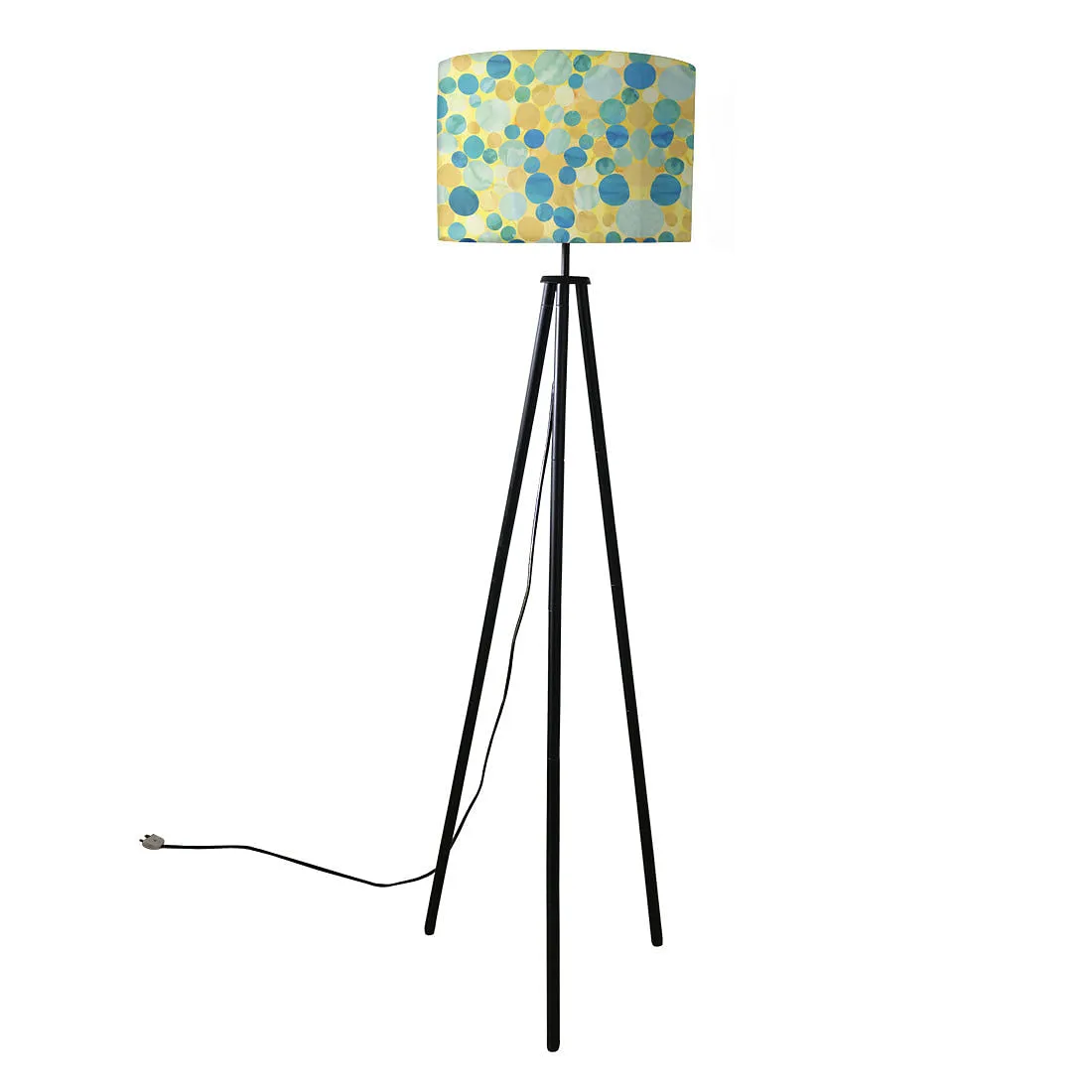 Tripod Floor Lamp Standing Light for Living Rooms -Yellow Blue Confetti