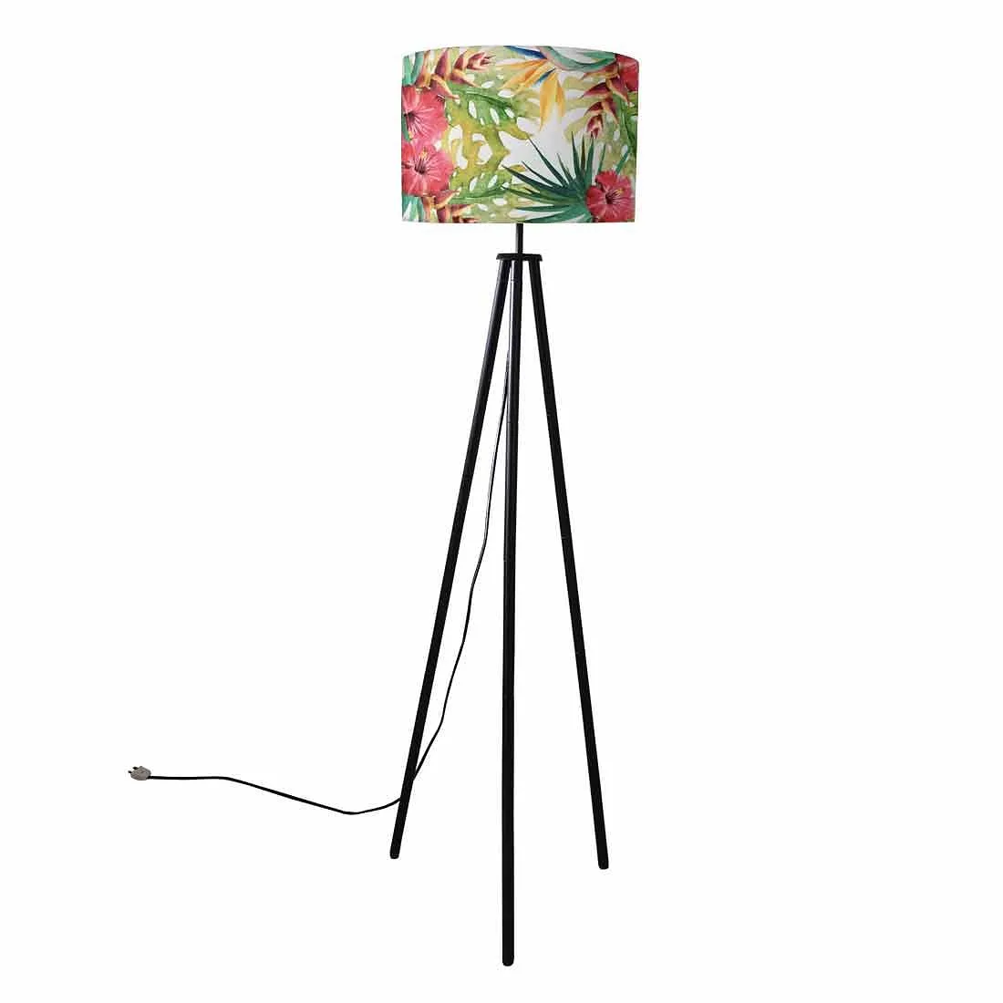 Tripod Standing Floor Lamp -Floral Watercolors