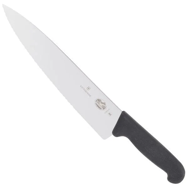 Victorinox Swiss Army 5.2033.19-X1 Wavy Chef's Knife with 7 1/4" Blade, Black Fibrox Nylon Handle | Denson CFE