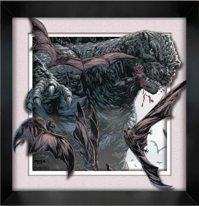 Wall Art Godzilla Bats Swarming 12" x 16" Framed Faux Matte Print Poster