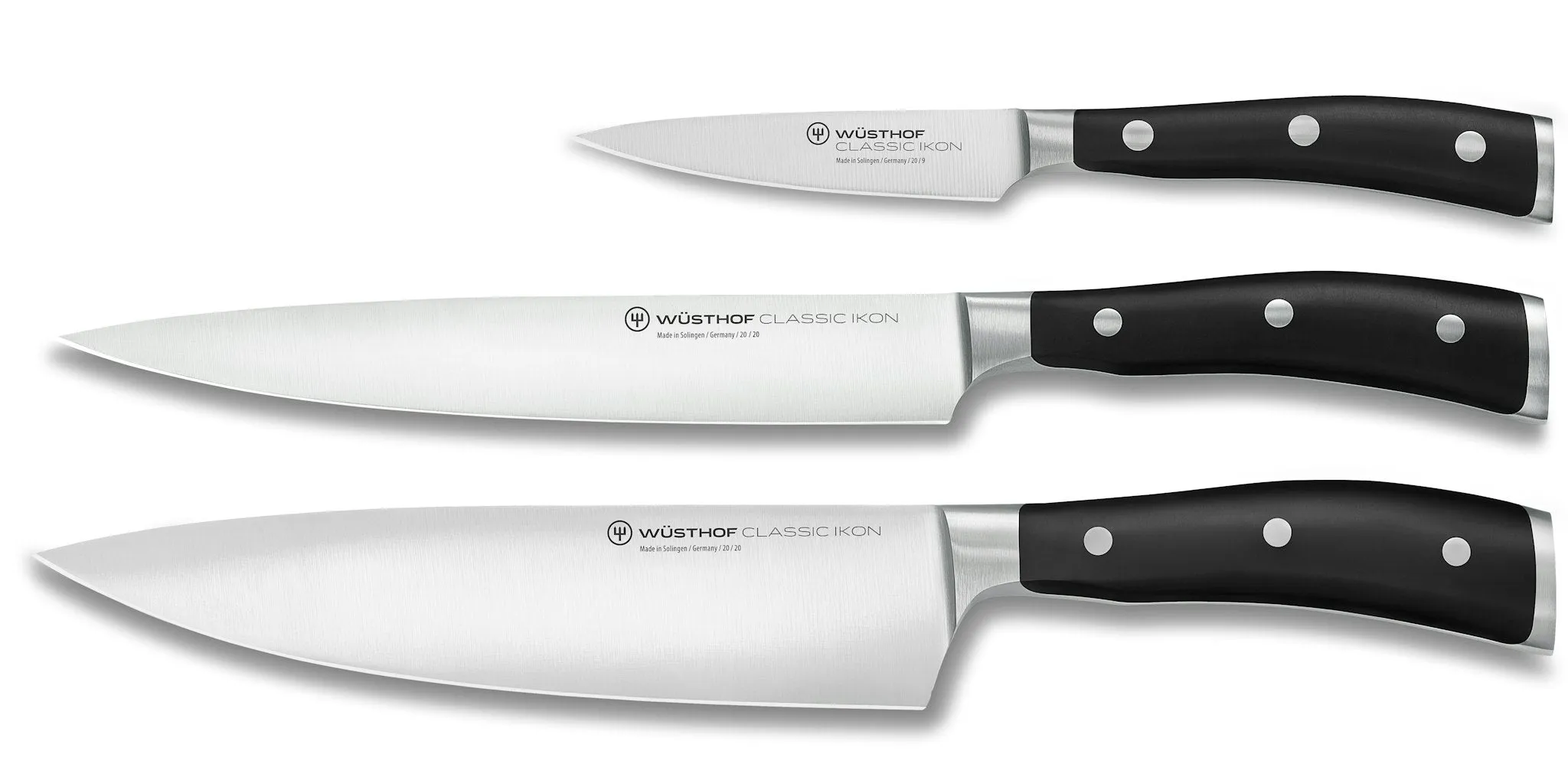 Wusthof Classic Ikon Black 3-Piece Chef's Knife Set