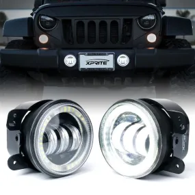 Xprite 4" CREE LED Fog Lights Land Rover Defender 90 / 110 w/Halo Ring DRL - Blue/Green/Red/White/Amber