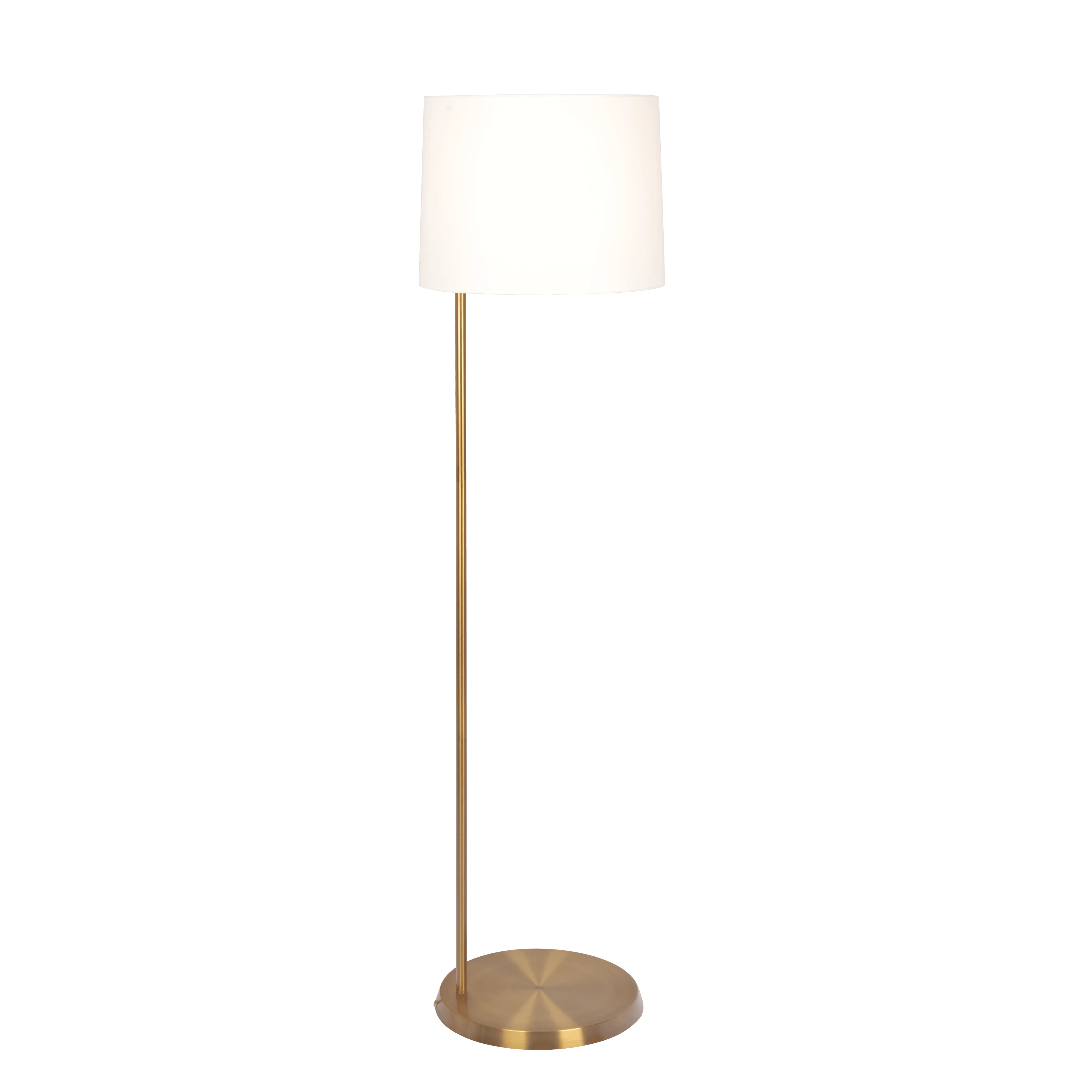 Zenith Offset Brass Base Floor Lamp with Drum-shaped Linen Shade