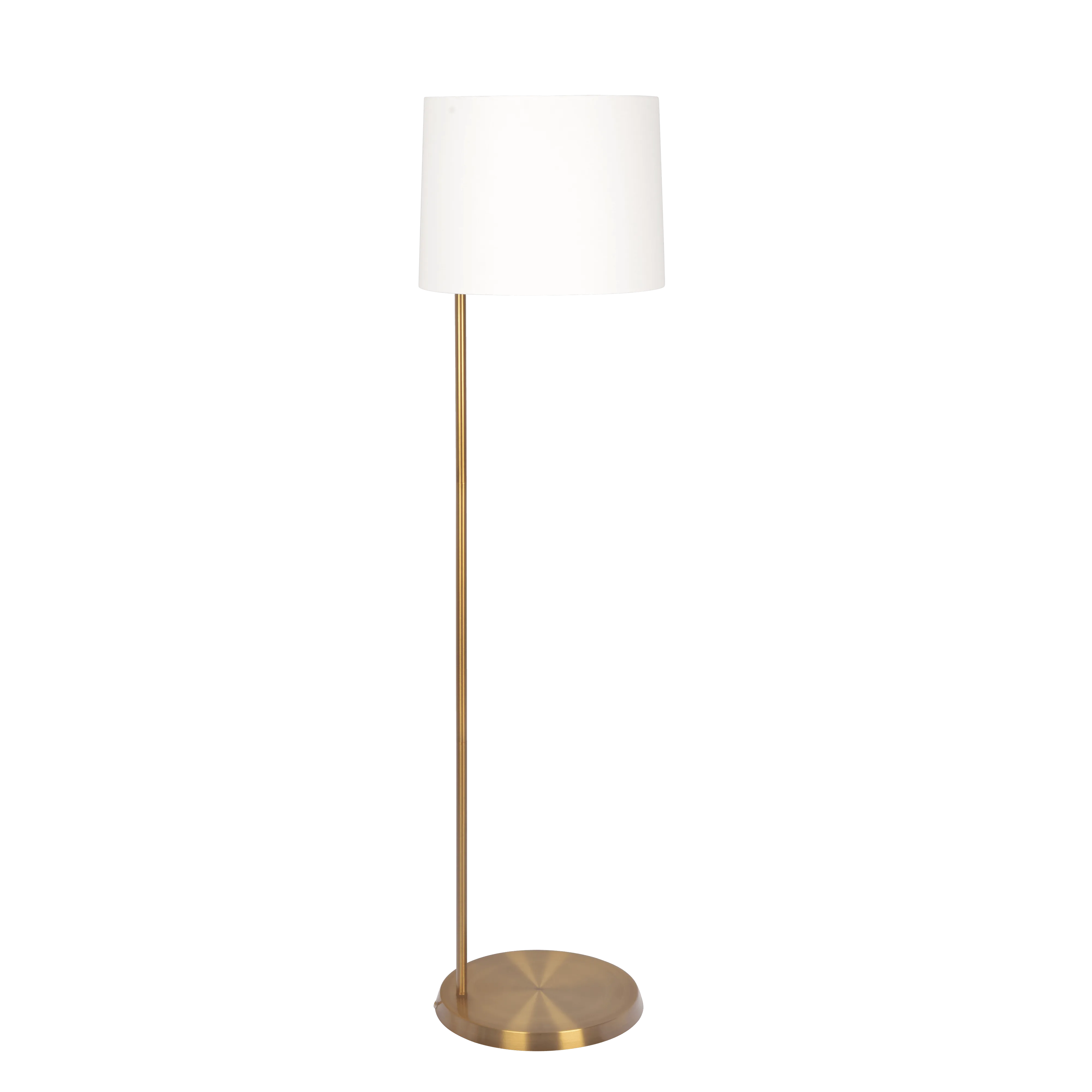 Zenith Offset Brass Base Floor Lamp with Drum-shaped Linen Shade